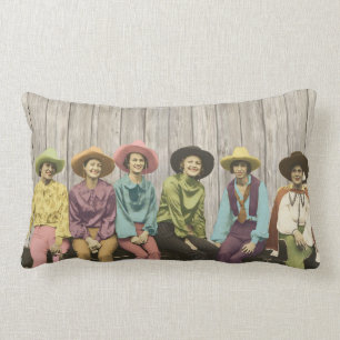 Rectangle Rangée de coussin occidental vintage de cow-girls