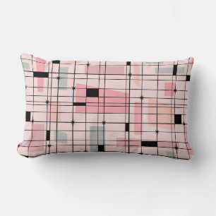 Rectangle Rétro grille rose et coussin lombaire de