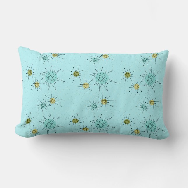 Rectangle Robin's Oeuf Blue Starbursts Lumbar Coussin (Recto)