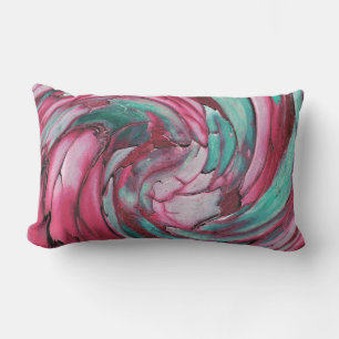 Rectangle Rose N Turquoise Art Abstrait Coussin extérieur