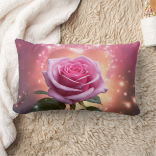 Rectangle Rose rose - Coussin Lumbar 13" x 21"