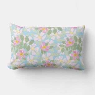 Rectangle Roses chic de chien sur Sky Blue Lumbar Coussin