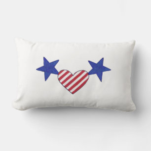 Rectangle Rouge Blanc Bleu Coeur Étoiles et rayures Coussin