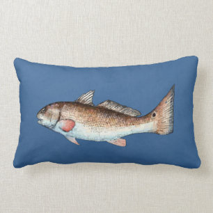 Rectangle Rougets communs sur le coussin bleu