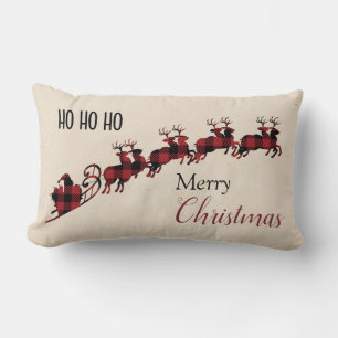 Rectangle Russe Buffalo Plaid Noël Coussin Père Noël
