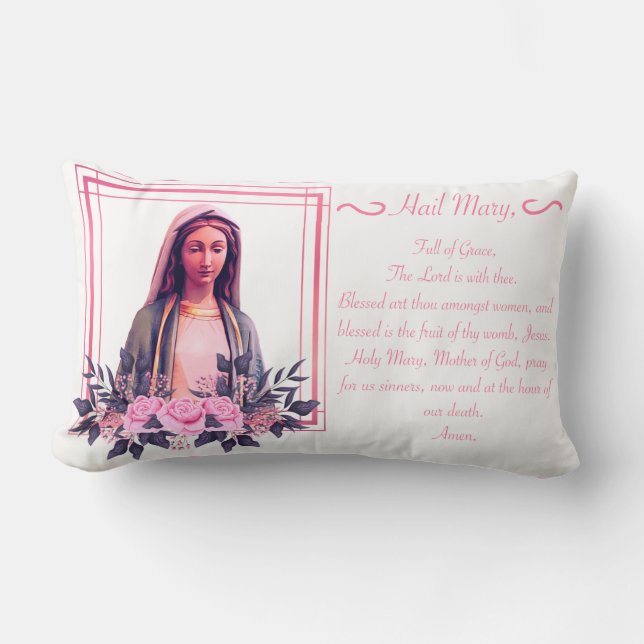Rectangle Sainte Vierge Marie-Salut Mary Lumbar Coussin de p (Recto)