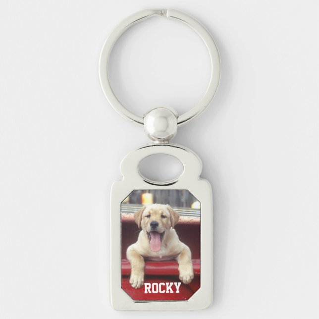 Rectangle Shaped Metal Photo Key Chain (Front)