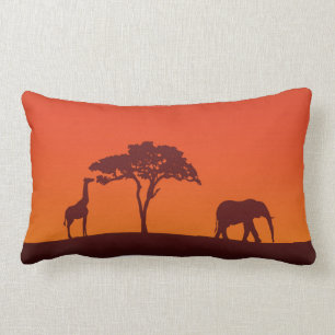 Rectangle Silhouette africaine de safari - coussin lombaire