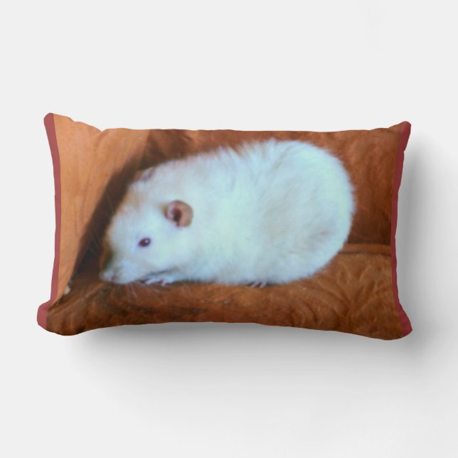 Rectangle Snowball White Rat Coussin (Recto)