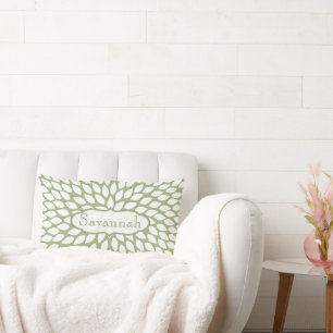 Rectangle Star Burst Flower Fern Green Coussin personnalisé