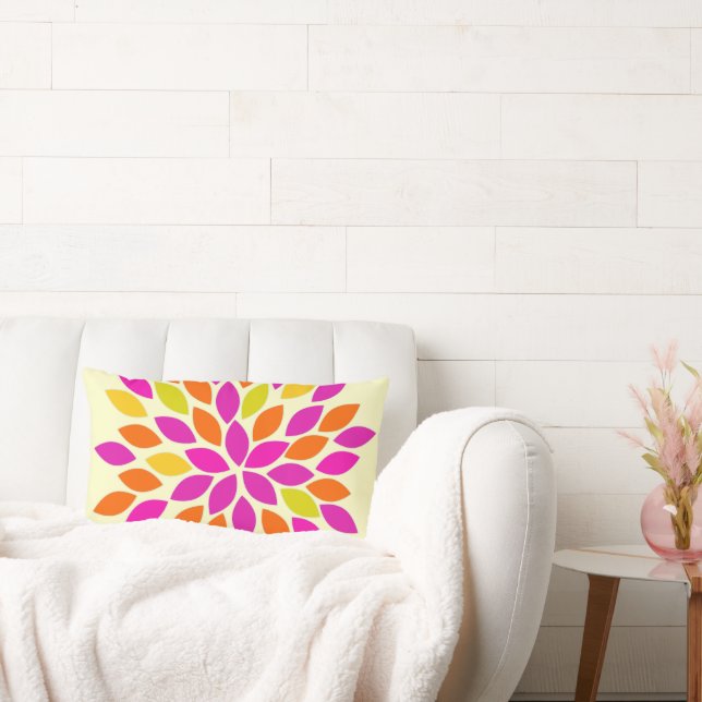 Rectangle Starburst rose Orange Jaune Coussin Fleur moderne (Canapé)
