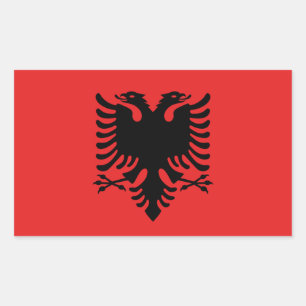 Rectangle sticker with Flag of Albania