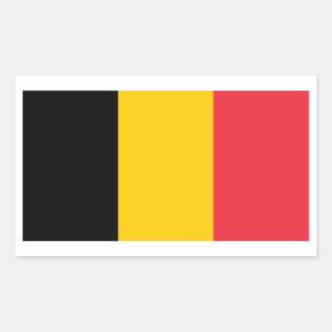 Rectangle sticker with Flag of Belgium