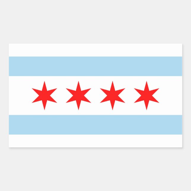 Rectangle sticker with Flag of Chicago, U.S.A. (Front)