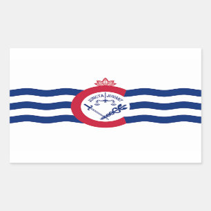 Rectangle sticker with Flag of Cincinnati,  U.S.A.