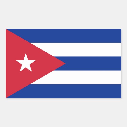 Rectangle sticker with Flag of Cuba