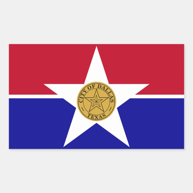 Rectangle sticker with Flag of Dallas (Front)