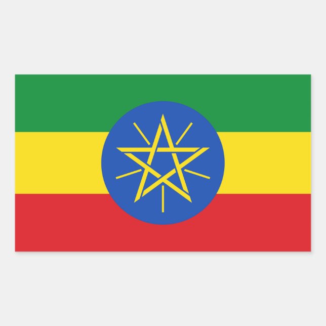 Rectangle sticker with Flag of Ethiopia (Front)