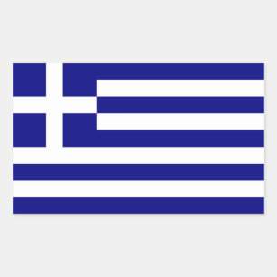 Rectangle sticker with Flag of Greece