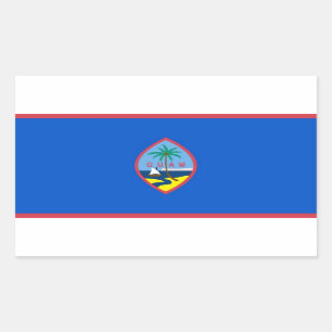 Rectangle sticker with Flag of Guam, U.S.A.
