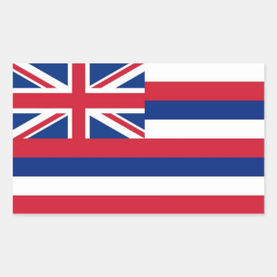 Rectangle sticker with Flag of Hawaii, U.S.A.