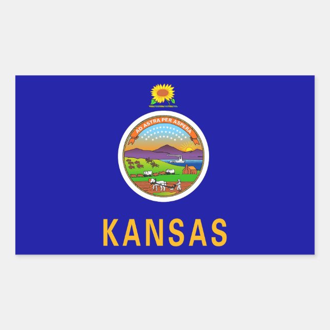 Rectangle sticker with Flag of Kansas, U.S.A. (Front)