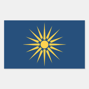 Rectangle sticker with Flag of Macedonia, Greece