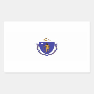 Rectangle sticker with Flag of Massachusetts