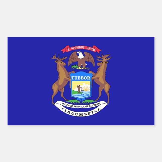 Rectangle sticker with Flag of Michigan, U.S.A. (Front)