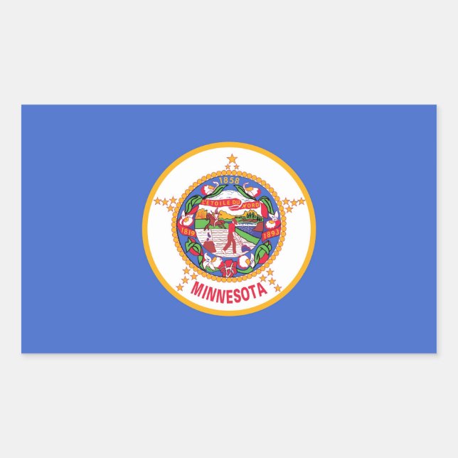Rectangle sticker with Flag of Minnesota, U.S.A. (Front)