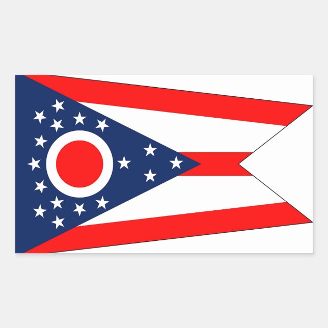 Rectangle sticker with Flag of Ohio, U.S.A. (Front)