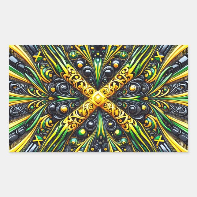Rectangle sticker with Jamaican Colours (Front)