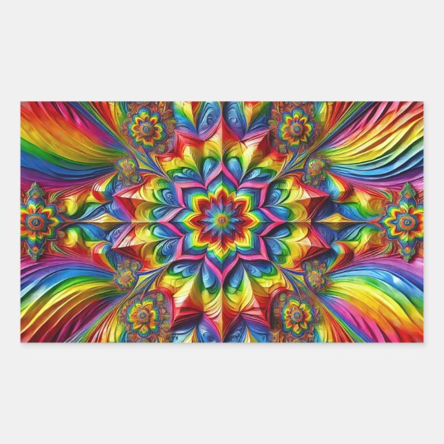 Rectangle sticker with LGBTQ Colours (Front)