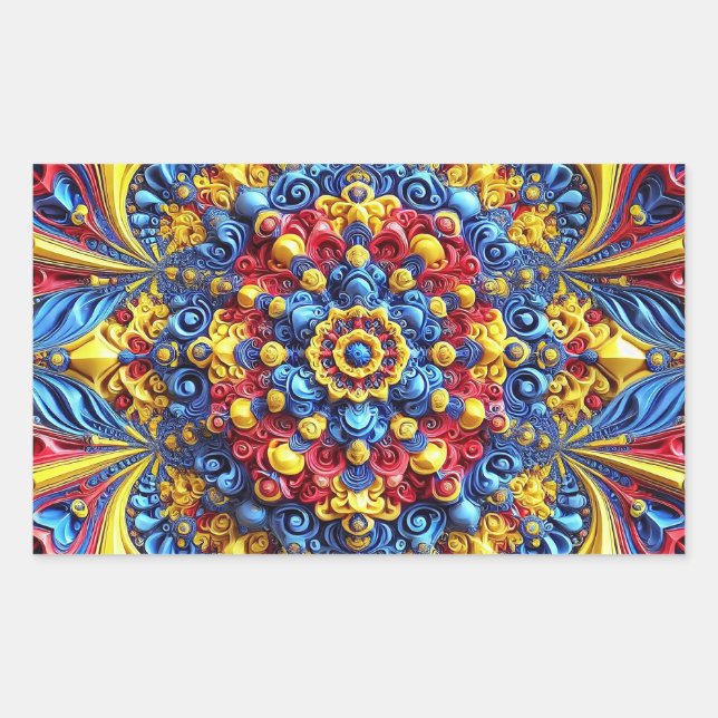 Rectangle sticker with Romanian Colours (Front)