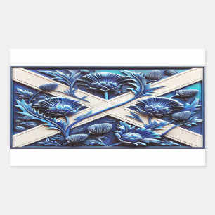 Rectangle sticker with Scottish Thistles