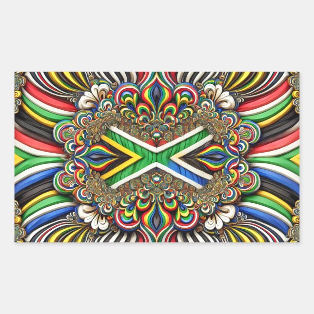Rectangle sticker with South African Colours (Front)