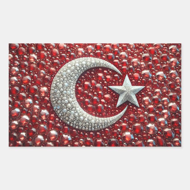 Rectangle sticker with Turkish Colours (Front)