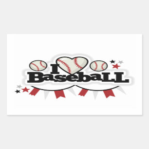 Rectangle Stickers/I Love Baseball Sticker