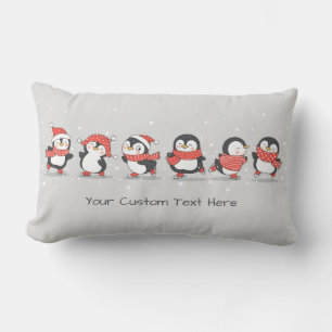 Rectangle Texte personnalisé Coussin Lumbar des pingouins d'