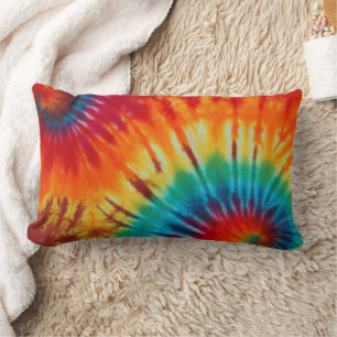 Rectangle Tie Dye Multi Color Print Lumbar Coussin