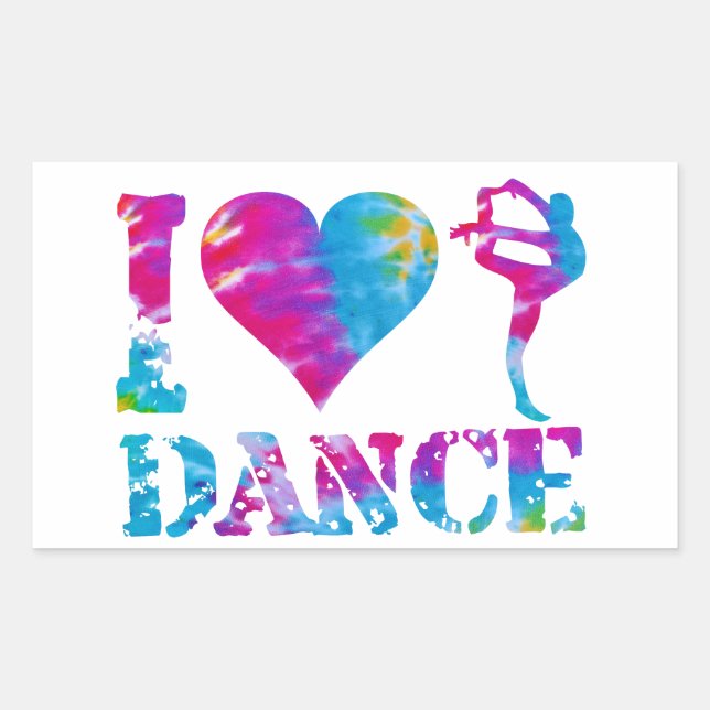 Rectangle TieDye Heart Love Dance gymnastics Cheer Sticker (Front)