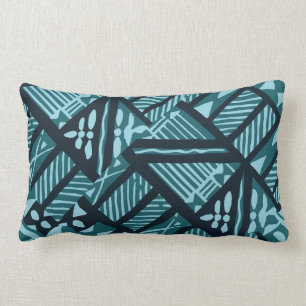 Rectangle Tissu turquoise tropical 13" de Tapa" coussin x20