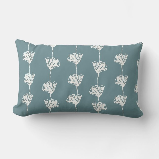 Rectangle Turquoise Floral Coussin de chambre (Recto)