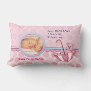 Rectangle Umbrella Teddy Pois Pink Photo Coussin