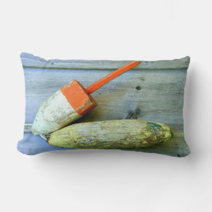 Rectangle Vieux coussin en bois de balises