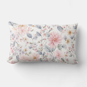 Rectangle Vintage Boho Pastel Floral Coussin