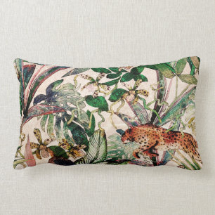 Rectangle Vintage Chinoiserie Tropical Jungle Lumbar Coussin