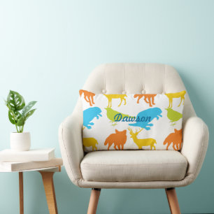 Rectangle Vintage Moderne Animaux forestiers Coussin