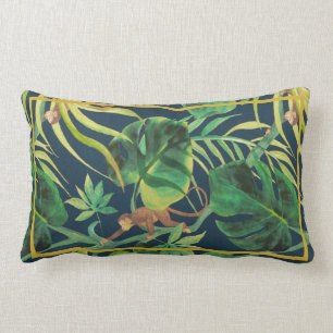 Rectangle Vintage Tropical Jungle Monkey Lumbar Coussin