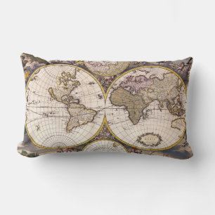 Rectangle Vintage Vieux Monde Carte Décor Coussin Jeu Oreill